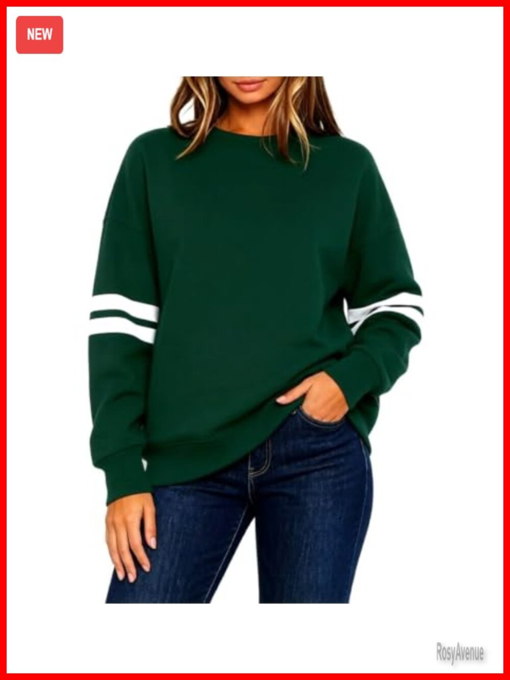 Women Oversized Striped Varsity Crewneck Sweatshirt Pullover